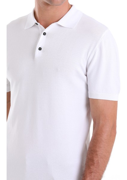 Beyaz Comfort Fit Düz Polo Yaka Rayon Tişört indirimleri