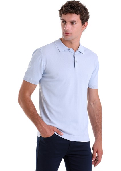 A. Mavi Comfort Fit Düz Polo Yaka Rayon Tişört