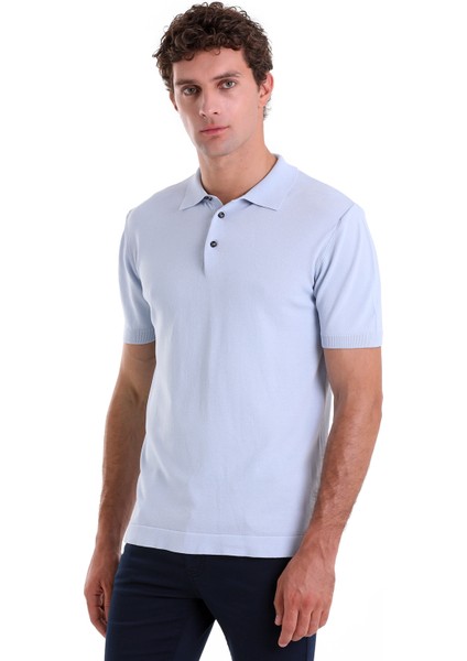 A. Mavi Comfort Fit Düz Polo Yaka Rayon Tişört