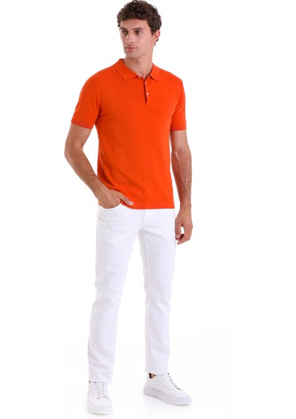 Turuncu Comfort Fit Düz Polo Yaka Rayon Tişört fiyatları