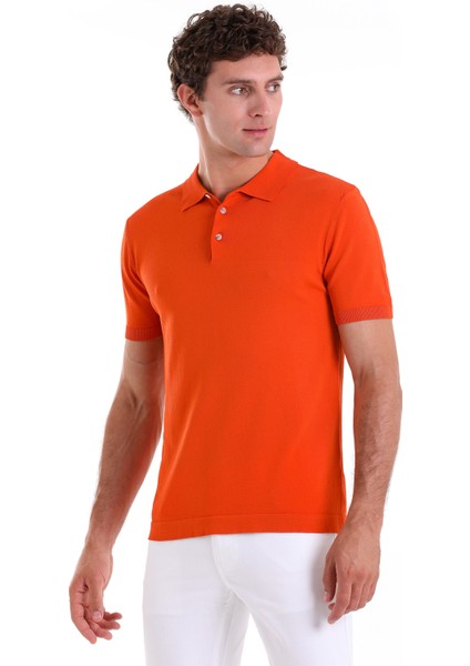Turuncu Comfort Fit Düz Polo Yaka Rayon Tişört modelleri