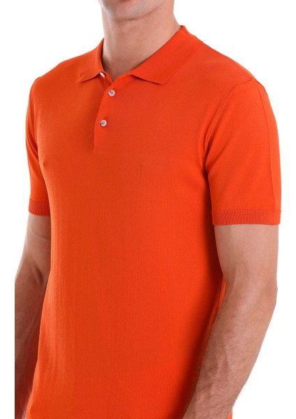 Turuncu Comfort Fit Düz Polo Yaka Rayon Tişört indirimleri