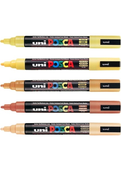 Posca Marker Kalemi Pc-5m (1.8-2.5mm) 5'li Set Sarı Tonları