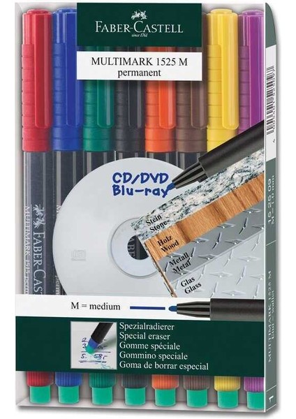 Faber Castel Faber Castell Permanent Asetat CD Kalemi M 8li Set