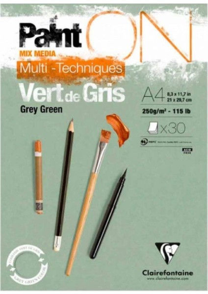 Paint-On Grey Green 250GR Yeşil Çok Amaçlı Resim Blok 30 Sayfa A4 (21X29.7CM)