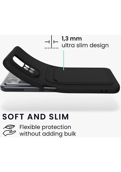 Xiaomi Poco X5 Pro Uyumlu Kılıf Kamera Korumalı Kartvizitli Cüzdan Silikon Kartlıklı Yumuşak Kapak