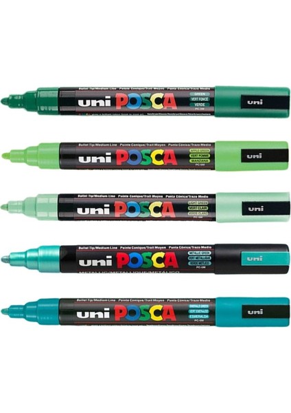 Posca Marker Kalemi Pc-5m (1.8-2.5mm) 5'li Set Yeşil Tonlar