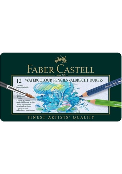 Faber Castel Albrecht Dürer Watercolour Pencils Sulu Boya Kalemi 12'li Metal Kutu