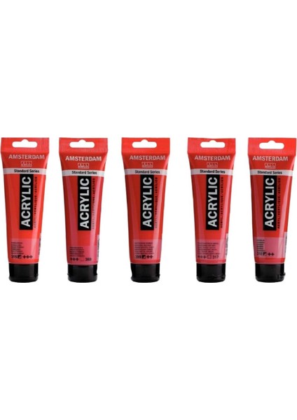 Amsterdam Akrilik Boya 120ML 5'li Set Kırmızı Tonu Renkleri