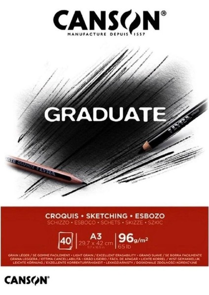 Graduate Croquis Eskiz Defter A3 96GR 40 Yaprak