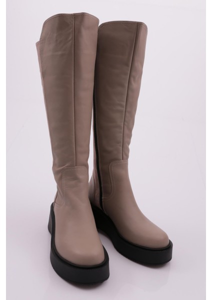 22535-22K Kadin Kalin Taban Fermuarli Knee High Çizme