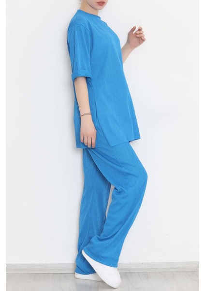 Kadın Mavi Fitilli Duble Kol Takım fırsatları