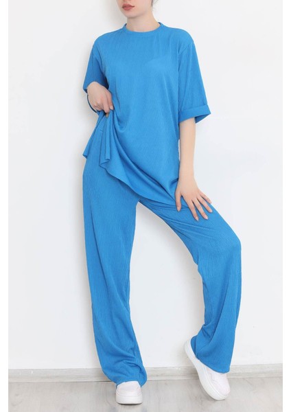 Kadın Mavi Fitilli Duble Kol Takım indirimleri