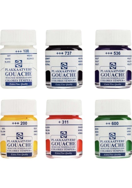 Guaj Boya 16ML 6'lı Set Ana Renkler