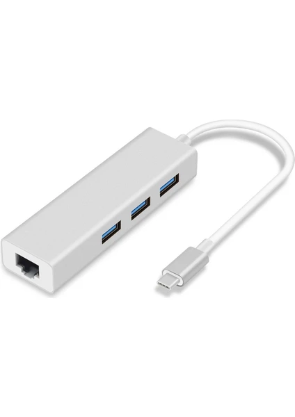 Blue Wings Type C USB 3.1 – 3port USB 3.0+ RJ45 Gigabit Ethernet Çoklayıcı Hub