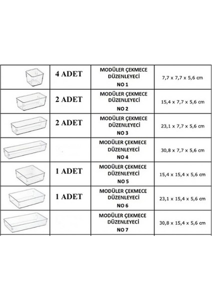 Color House 10'lu Set Modüler Çekmece Içi Düzenleyici Makyaj Takı Mutfak Banyo Hobi Buzdolabı Ilaç Organizer