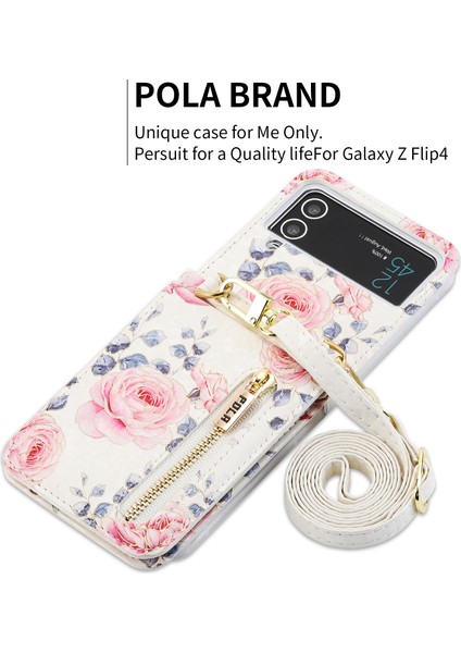 Samsung Galaxy Z Flip3 5g Fermuar Cep Pu Deri Telefon Kasası, Kart Yuvaları Tutucu Kickstand Gül Desen Baskı Kapağı (Yurt Dışından) modelleri