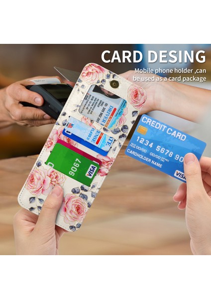 Samsung Galaxy Z Flip3 5g Fermuar Cep Pu Deri Telefon Kasası, Kart Yuvaları Tutucu Kickstand Gül Desen Baskı Kapağı (Yurt Dışından) fırsatları