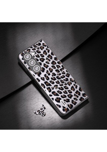 Samsung Galaxy Z Fold5 5g Leopar Desen Kılıfı Anti-Çizgi Pu Deri + Pc Telefon Kapağı (Yurt Dışından)
