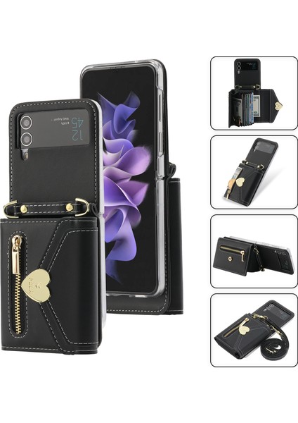 Samsung Galaxy Z Flip4 5g Pu Deri Kredi Sahibi Telefon Kılıfı Cüzdan Kickstand Fermuar Cep Kapağı (Yurt Dışından)