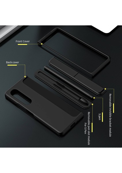 Samsung Galaxy Z Fold4 5g Kauçuk Sert Pc Katlanır Kabuk Görünmez Kickstand Anti-Çizelge Koruyucu Telefon Kılıfı / Kalem Tutucu (Yurt Dışından)