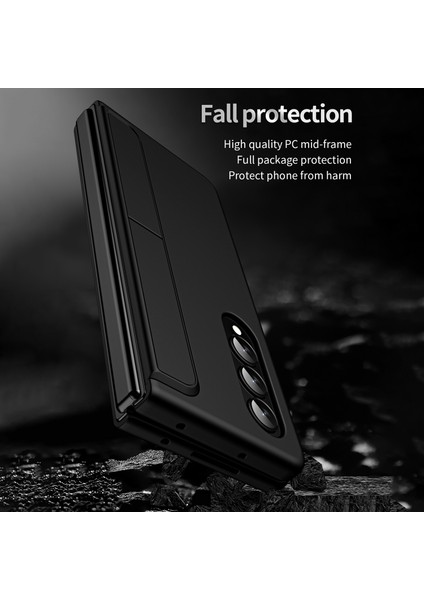 Samsung Galaxy Z Fold4 5g Kauçuk Sert Pc Katlanır Kabuk Görünmez Kickstand Anti-Çizelge Koruyucu Telefon Kılıfı / Kalem Tutucu (Yurt Dışından)