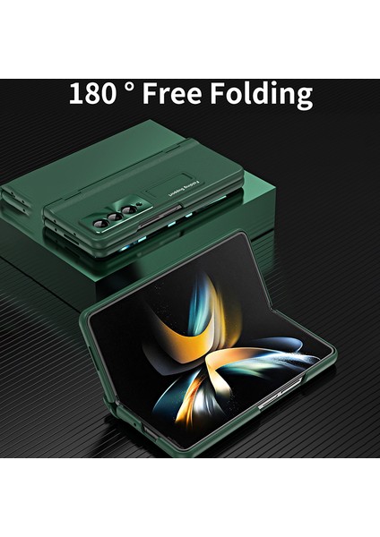 Samsung Galaxy Z Fold4 5g Menteşe Koruma Telefon Kılıfı Pu Deri Kaplamalı Pc Kickstand Kapak Temperli Cam Film (Yurt Dışından) modelleri