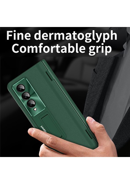 Samsung Galaxy Z Fold4 5g Menteşe Koruma Telefon Kılıfı Pu Deri Kaplamalı Pc Kickstand Kapak Temperli Cam Film (Yurt Dışından) fırsatları