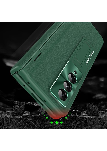 Samsung Galaxy Z Fold4 5g Menteşe Koruma Telefon Kılıfı Pu Deri Kaplamalı Pc Kickstand Kapak Temperli Cam Film (Yurt Dışından) indirimleri