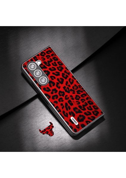 Samsung Galaxy Z Fold5 5g Leopar Desen Kılıfı Anti-Çizgi Pu Deri + Pc Telefon Kapağı (Yurt Dışından)