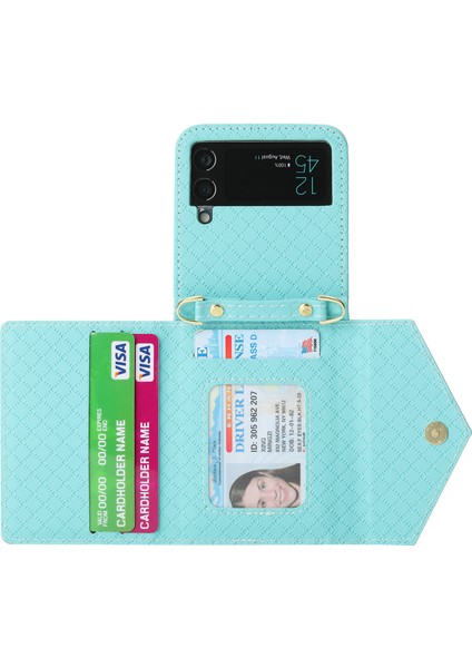 Samsung Galaxy Z Flip3 5g Sonbahar Önleyici Telefon Kılıfı, Zipper Cep Pu Deri Kickstand Omuz Kayışı ile Çoklu Kart Yuvası Cüzdan Kapağı (Yurt Dışından)