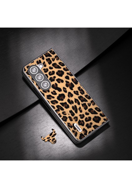 Samsung Galaxy Z Fold5 5g Leopar Desen Kılıfı Anti-Çizgi Pu Deri + Pc Telefon Kapağı (Yurt Dışından)