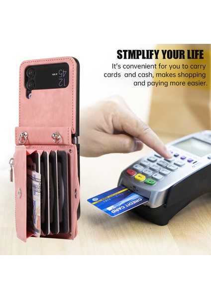 Samsung Galaxy Z Flip3 Telefon Kılıfı 3 5g Rfıd Engelleme Kart Çantası Pu Deri+Tpu Kickstand ile Kapak (Yurt Dışından)