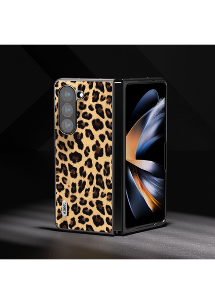 Samsung Galaxy Z Fold5 5g Leopar Desen Kılıfı Anti-Çizgi Pu Deri + Pc Telefon Kapağı (Yurt Dışından)