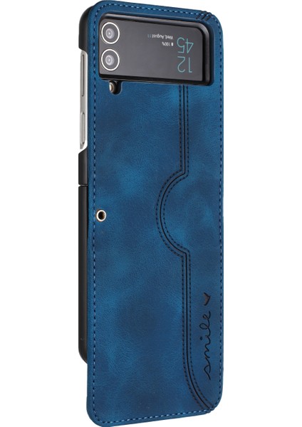 YX0030 Samsung Galaxy Z Flip4 5g Için Deri Kapak, Baskılı Desen Ince Uygun Koruyucu Telefon Kılıf Sapfire (Yurt Dışından)