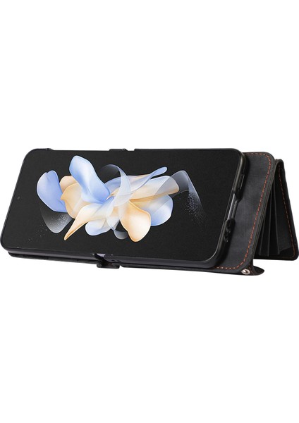 Samsung Galaxy Z Flip3 Telefon Kılıfı 3 5g Rfıd Engelleme Kart Çantası Pu Deri+Tpu Kickstand ile Kapak (Yurt Dışından)