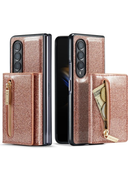 Samsung Galaxy Z Fold3 5g 2-1 Arada Pu Deri Kaplamalı Pc+Tpu Anti-Collision Geri Kılıf Magnetik Çıkarılabilir Fermuar Cüzdan Telefon Kapağı Kickstand ile (Yurt Dışından)
