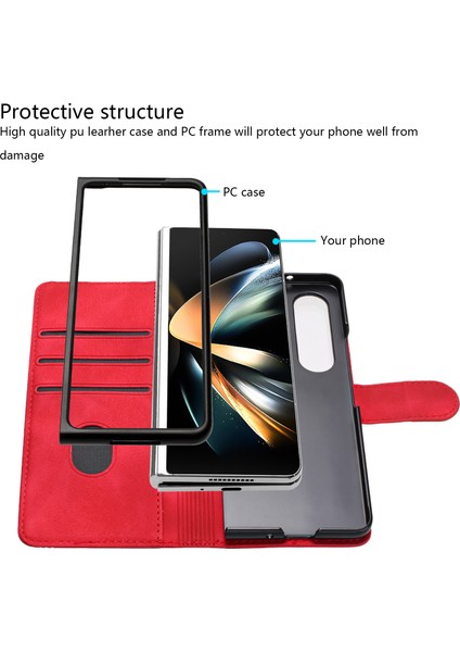Samsung Galaxy Z Fold4 5g Pu Deri Cüzdan Katlanır Telefon Kılıfı Basılı Şok Geçirmez Kapak (Yurt Dışından)