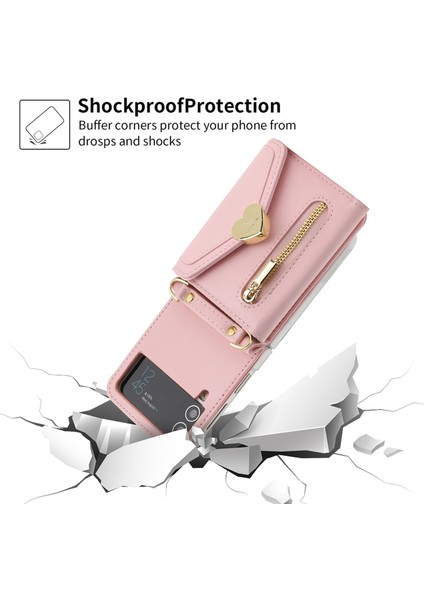Samsung Galaxy Z Flip4 5g Pu Deri Kredi Sahibi Telefon Kılıfı Cüzdan Kickstand Fermuar Cep Kapağı (Yurt Dışından)