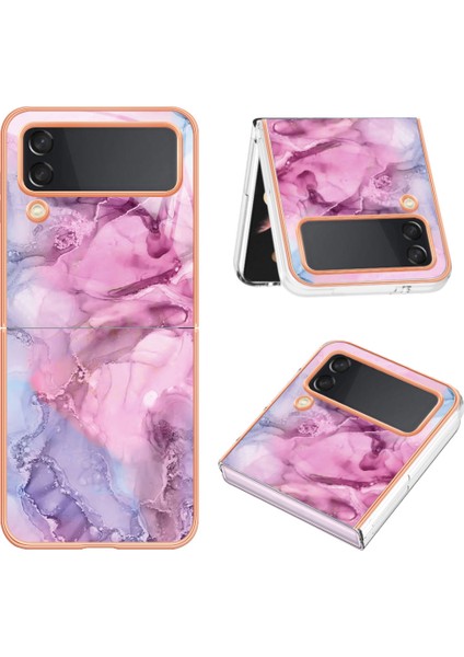 Samsung Galaxy Z Flip3 5g Tpu Telefon Kılıfı Elektrapılaşma Anti-Dalgalı Kılıf Yb Imd Serisi-16 Stil E 2.0mm Mermer Desen Imd Arka Kapak (Yurt Dışından)
