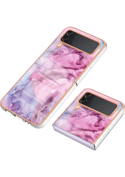 Samsung Galaxy Z Flip3 5g Tpu Telefon Kılıfı Elektrapılaşma Anti-Dalgalı Kılıf Yb Imd Serisi-16 Stil E 2.0mm Mermer Desen Imd Arka Kapak (Yurt Dışından) modelleri