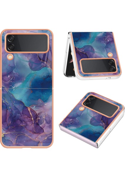 Samsung Galaxy Z Flip3 5g Tpu Telefon Kılıfı Elektrapılaşma Anti-Dalgalı Kılıf Yb Imd Serisi-16 Stil E 2.0mm Mermer Desen Imd Arka Kapak (Yurt Dışından)