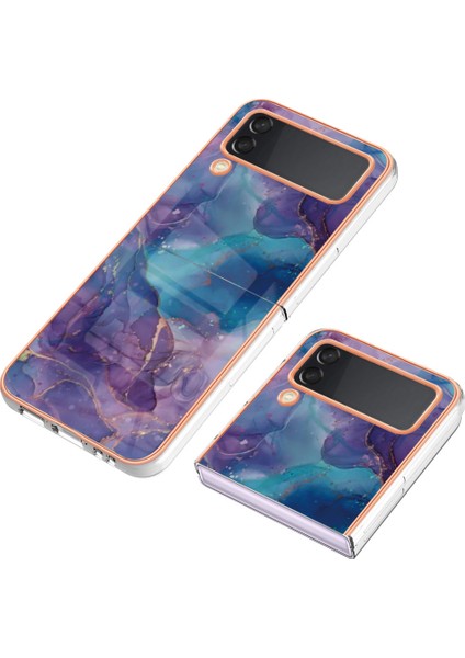 Samsung Galaxy Z Flip3 5g Tpu Telefon Kılıfı Elektrapılaşma Anti-Dalgalı Kılıf Yb Imd Serisi-16 Stil E 2.0mm Mermer Desen Imd Arka Kapak (Yurt Dışından) modelleri