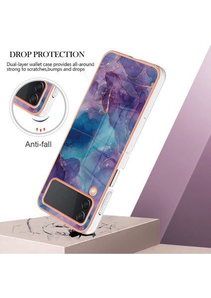 Samsung Galaxy Z Flip3 5g Tpu Telefon Kılıfı Elektrapılaşma Anti-Dalgalı Kılıf Yb Imd Serisi-16 Stil E 2.0mm Mermer Desen Imd Arka Kapak (Yurt Dışından) fırsatları