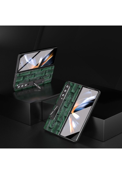 Samsung Galaxy Z Fold4 Inek Deri Pc Tam Koruyucu Kapak Mahjong Doku Kickstand Telefon Kılıfı Ekran Filmi (Yurt Dışından) fiyatları