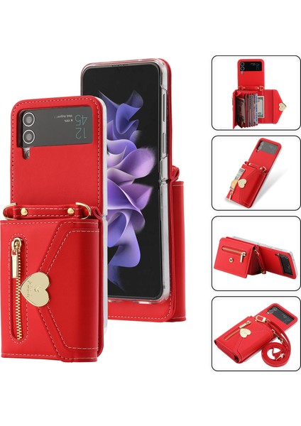 Samsung Galaxy Z Flip4 5g Pu Deri Kredi Sahibi Telefon Kılıfı Cüzdan Kickstand Fermuar Cep Kapağı (Yurt Dışından)