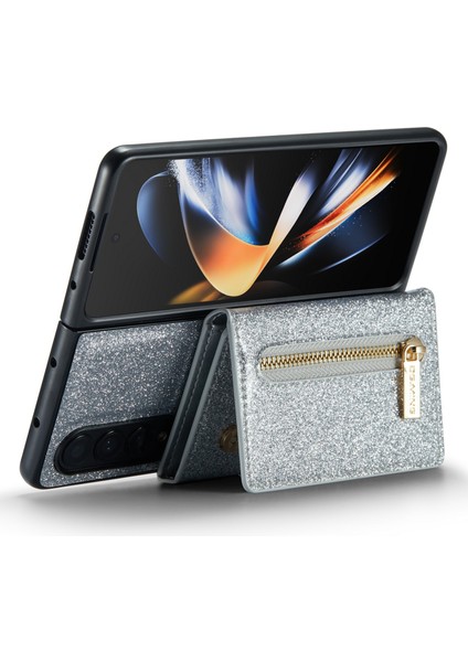 Samsung Galaxy Z Fold4 5g 2-1 Arada Pu Deri Kaplamalı Pc+Tpu Geri Kılıf Kickstand ile Manyetik Çıkarılabilir Fermuar Cüzdan Bump Dövüşü Kapak (Yurt Dışından) fırsatları
