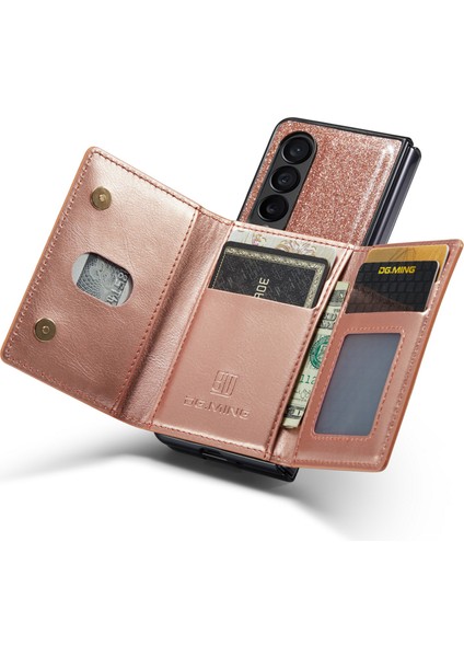 Samsung Galaxy Z Fold4 5g 2-1 Arada Pu Deri Kaplamalı Pc+Tpu Geri Kılıf Kickstand ile Manyetik Çıkarılabilir Fermuar Cüzdan Bump Dövüşü Kapak (Yurt Dışından)