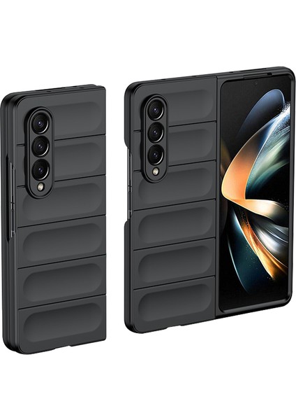 Samsung Galaxy Z Fold4 Için 5g Cilt-Touch Sert Pc Geri Kılıf Damla Damla Korumalı Sağlam Telefon Kapağı Black (Yurt Dışından)