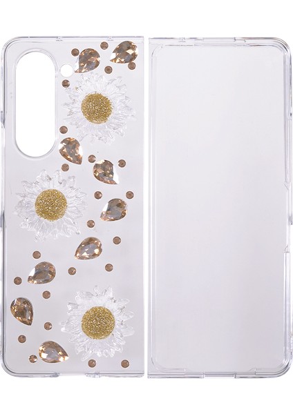 Samsung Galaxy Z For Fold5 5g Sert Pc Telefon Kılıfı 2 Parçalı Tasarım Rhinestone Dekor Katlanır Telefon Kapağı (Yurt Dışından)